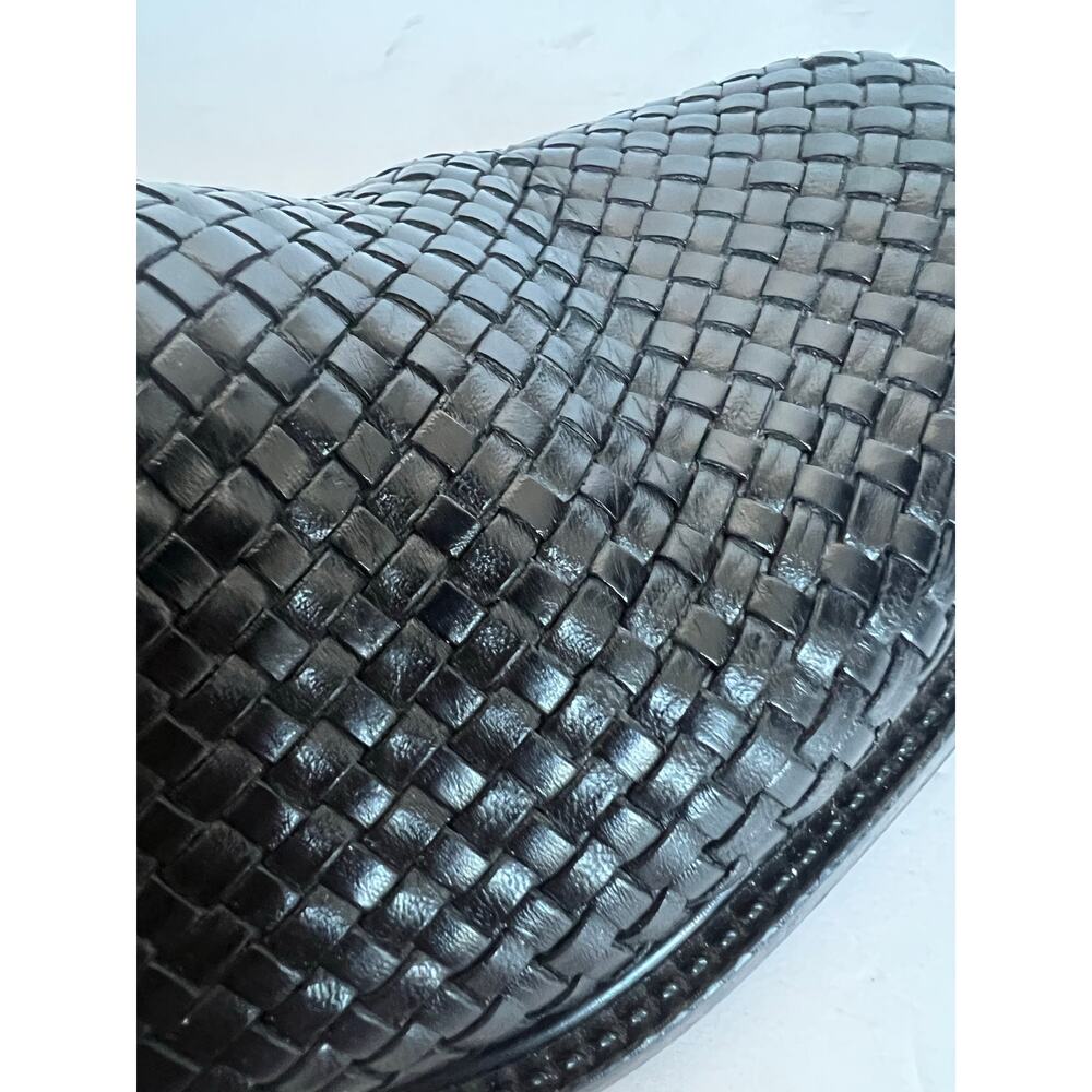Massaro Paris Vintage Boots Women 9.5 Black‎ Excellent Woven Leather Ankle Strap - Picture 11 of 11